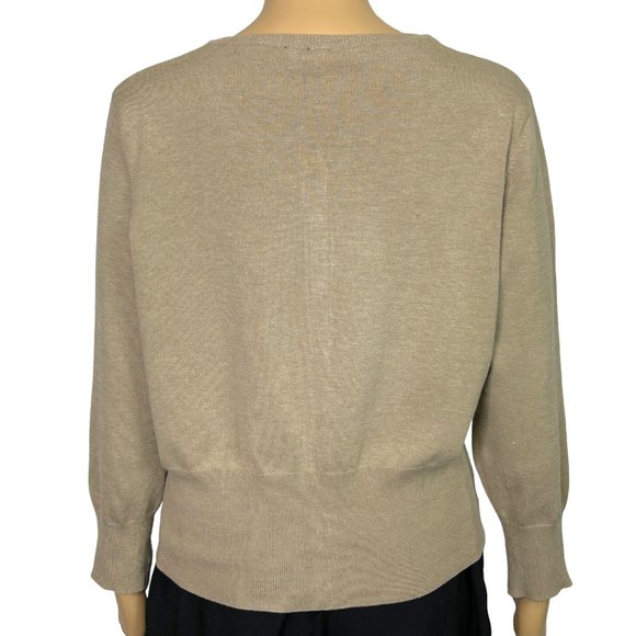 Vintage Essentials By Milano Womens L Tan Snap Up Stretch Cardigan Sweater Top - Picture 7 of 12